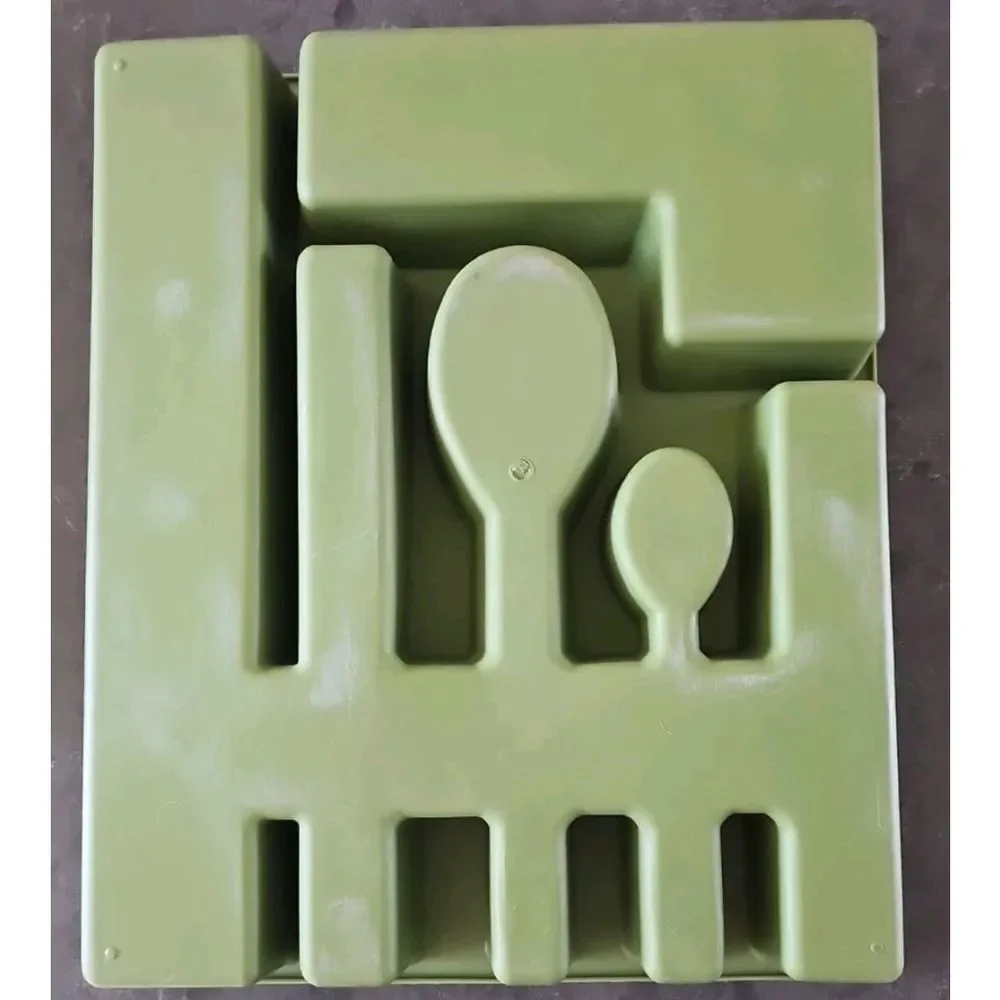 Vtg MCM Rubbermaid 1970's Avocado Green Silverware Tray Flatware Kitchen 2922